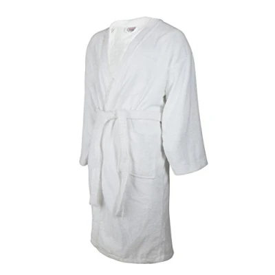 Immagine di Clinotest accappatoio da donna e uomo, resistente alla cottura senza restringimento o pelucchi, in spugna di cotone bianco Cappotto sauna certificato OEKO TEX cappuccio