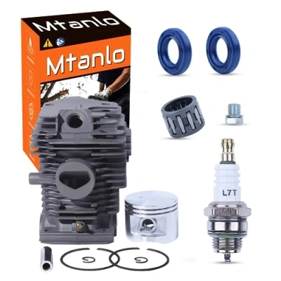 Immagine di Mtanlo Pistone del Cilindro per Stihl MS270 MS280 MS280C Motosega,Sostituzione 1141020 1200,46mm Cilindrocon Tappo di Compressione Sigillo Dell&#039;olio Candela