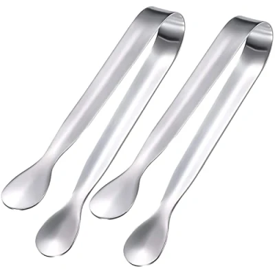 Immagine di 2pcs Pinze per zucchero,Pinze Ghiaccio,Acciaio Inox Ghiaccio Piccole Pinze,Mini Servire,per Ghiaccio,Antipasti,Ollette di zucchero,Cucina,Bar,Buffet,Caffè,11cm