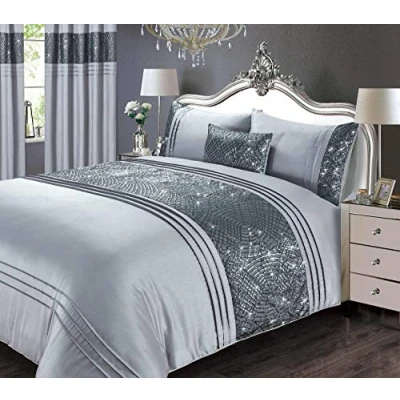 Immagine di Rapport Set Copripiumino con Paillettes, per Letto Singolo, Colore: Grigio