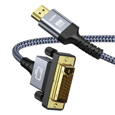 Immagine di Snowkids Cavo Adattatore Hdmi Dvi Con 1080P Ad Alta Velocità Full Hd 24 + 1 Il Convertitore Bidirezionale Da A Supporta 3D, Spina D Su Presa 1M Grigio