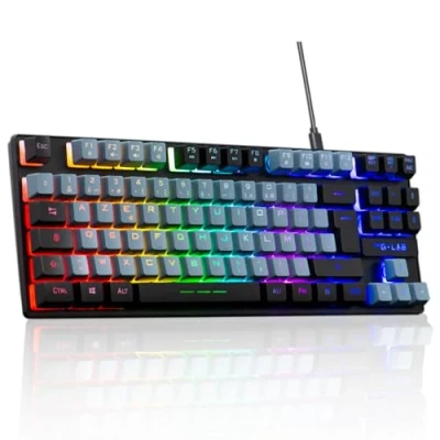 Immagine di The G Lab Keyz Caesium TKL Tastiera Gamer 87 Tasti cablati USB AZERTY, RGB personalizzabile, Macro programmabili da gioco compatta senza tastierino digitale PC/PS4/PS5/XBOX