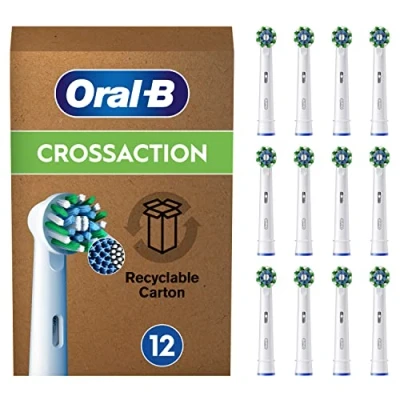 Immagine di Oral B Cross Action Testine Spazzolino Elettrico, Confezione da 12 di Ricambio, Setole Angolate che si Adattano a ogni Dente per una Pulizia Profonda
