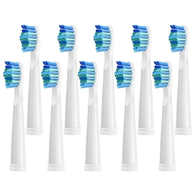 Immagine di Testine di ricambio a setole morbide per spazzolino elettrico, compatibili con Fairywill D7, D8, FW507, FW508, FW551, FW2011, FW917, FW959, FW515, Seago SG E9, (bianche, 10 pezzi)