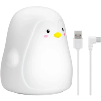 Immagine di goobay 61648 Luce notturna a LED forma di pinguino, adatto come aiuto per addormentarsi, allattare e cameretta dei bambini, 7 cambiamenti colore 3 modalità illuminazione, piccolo