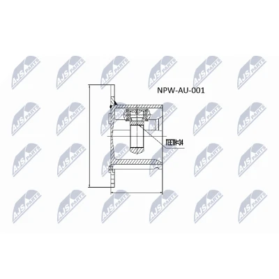 Immagine di NTY NPW AU 001 Kit Giunto Omocinetico cambio manuale a 6 marce Assale anteriore, anteriore Sx, Dx, sul lato del
