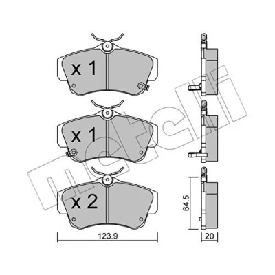 Immagine di METELLI 22 0521 0 Kit pastiglie freno con segnalatore acustico usura CHRYSLER: PT Cruiser Station Wagon