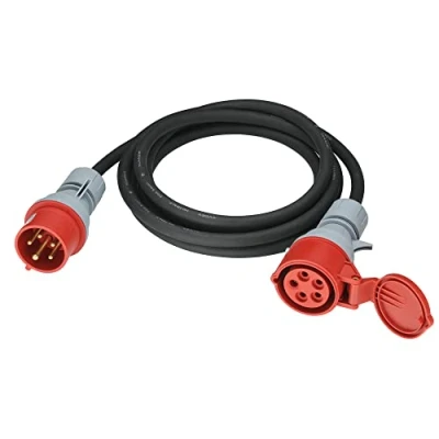 Immagine di Cavo di prolunga CEE, 0,5 m, H07RN F 5G, 2,5 mm², 400 V, 16 A, CEE a 5 poli con spina, IP44, per cantieri, industrie, esterni