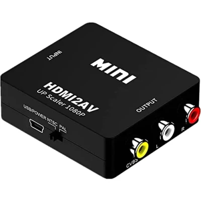 Immagine di Aolirot Adattatore HDMI a AV, Convertitore Mini 1080P to 3AV CVBS Composito con USB Cavo Supporta PAL/NTSC per TV HD, PC, laptop, Xbox, VHS, VCR, lettori DVD