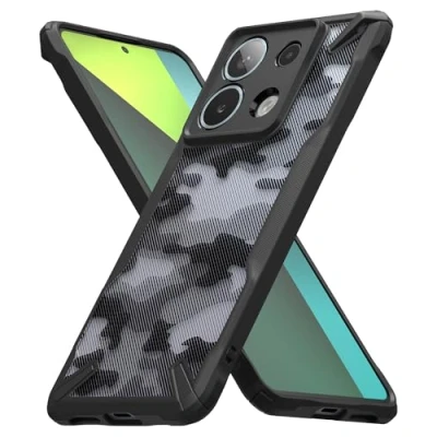 Immagine di Ringke Fusion X Compatibile con Cover Xiaomi Redmi Note 13 Pro 5G / Poco X6 5G, Custodia Rigida Camuffare Antigraffio Militare Paraurti Robusto Antiurto Camo Black
