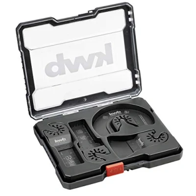 Immagine di kwb 708890 Accessori multitool in set di 4 pezzi, CV a tuffo 28 mm, lama bimetallica Ø 22 HCS 87 mm incl. raschietto duro, larghezza 52