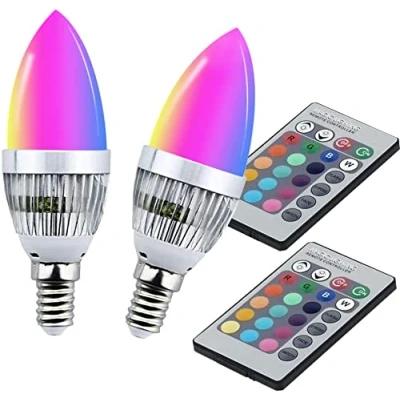Immagine di YAKAiYAL E14 LED Candela Lampadine RGB 16 Colori SES C35 Lampada 4 Modalità per l&#039;illuminazione di Atmosfera (2 Pack)