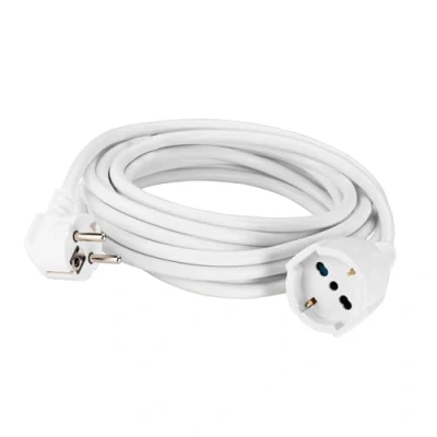 Immagine di POLY POOL PP2624QB Prolunga Elettrica 250V Cavo Elettrico Bianco Estensibile 5 Metri, Spina 16A 2P+T Salvaspazio, Presa Schuko P40 10A/16A Pluristandard (Italiana E Tedesca)