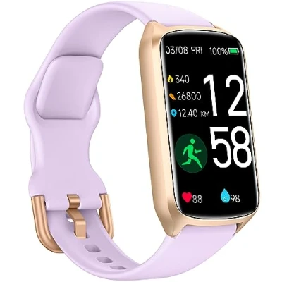Immagine di Amzhero Fitness tracker con frequenza cardiaca 24/7, ossigeno nel sangue, pressione sanguigna, monitoraggio del sonno, impermeabile fino a 5 atm, contapassi, contapassi (bande S e L incluse)