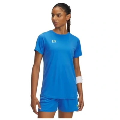 Immagine di Under Armour Challenger Tshirt basic, Donna, Taglia: Small, Blue atlantis/high visibility yellow