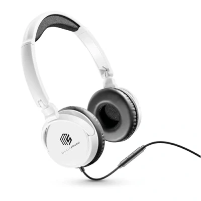 Immagine di Music Sound HEADBAND filo Basic Cuffie on ear pieghevoli con e microfono Jack 3.5 mm Colore Bianco
