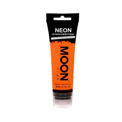 Immagine di Moon Glow Supersize Neon UV Face &amp; Body Paint con applicatore in spugna, Arancio intenso, 75 ml