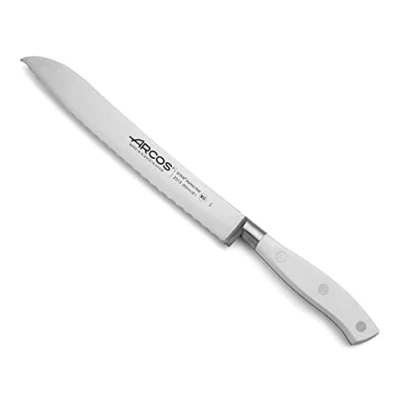 Immagine di Arcos Coltello per Pane 8 pollici in Acciaio Inossidabile, da Cucina Seghettato con Manico Ergonomico Poliossimetilene e Lama 200 mm, Serie Riviera Blanc, Colore Bianco