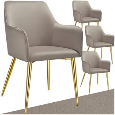 Immagine di TecTake® Set 4 Sedie Sala da Pranzo, Velluto Eleganti, Cucina con Braccioli e Schienale Continuo, Comode Imbottite, Moderne Antiscivolo Antigraffio Tortora