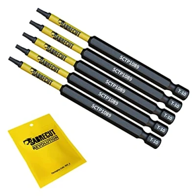 Immagine di 5 x SabreCut SCTP1089_5 89 mm T10 TX10 Torx Set di punte per cacciavite a impatto magnetico sicurezza antimanomissione impieghi gravosi compatibile con Dewalt Milwaukee Bosch Makita e altro