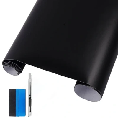 Immagine di NewL Pellicola autoadesiva in vinile, colore nero opaco, per esterni, 60 x 152 cm