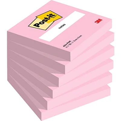 Immagine di Foglietti Post it, Rosa, 76 mm x mm, 100 foglietti/blocchetto, 6 blocchetti/confezione