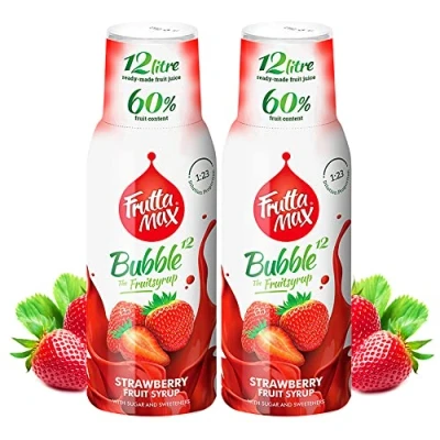 Immagine di 2 x FruttaMax Concentrato Sciroppi di frutta Meno zucchero con il 60% contenuto adatto per macchina bibite (2 500 ml) Fragola)