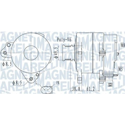 Immagine di MAGNETI MARELLI Alternatore 14V 110A 49mm VOLKSWAGEN: Multivan 5 (7HM, Transporter 5, Bus, AUDI: A3 Hatchback 063732137010