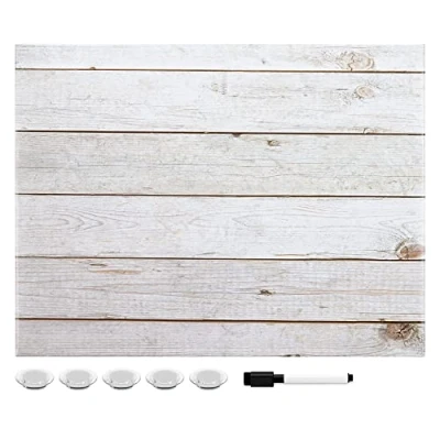 Immagine di Navaris Memo Board Lavagna Magnetica 43 x 33 cm Lavagnetta Scrivibile Cancellabile con 1x Pennarello e 5X Calamite Bacheca Design Effetto Legno