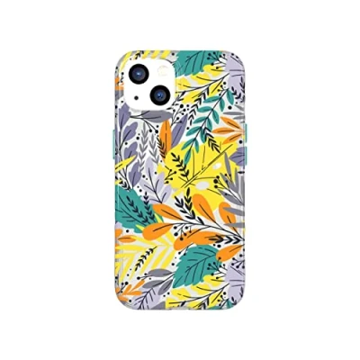 Immagine di tech21 Evo Art Custodia protettiva per iPhone 13, motivo floreale, compatibile con Apple Magsafe protezione multi goccia da 3,7 m, Foglia verde, 9320