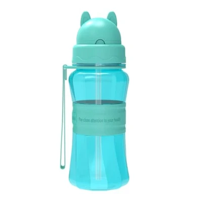 Immagine di Sigdio Borracce Bambini con cannuccia senza BPA Tritan a Prova di perdite Bottiglia per l&#039;acqua Tracolla Asilo, Scuola, Casa, Escursionismo e Attività all&#039;aperto (Bleu clair)