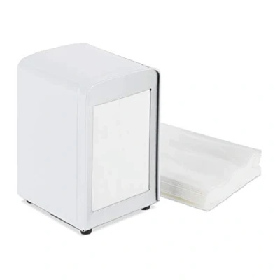 Immagine di relaxdays Portatovaglioli da Bar, retrò, Salviette Piccole, per Gelaterie, caffè, Bistro, HxLxP: 15x9,5x11, Bianco, Acciaio