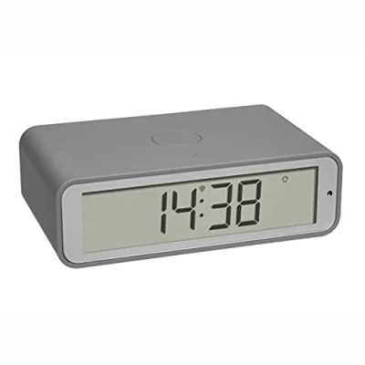 Immagine di TFA Dostmann sveglia digitale radiocontrollata TWIST, 60.2560.15, display ruotabile, design elegante, con snooze, grigio
