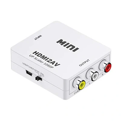 Immagine di Eono HDMI a AV Adattatore, 1080P 3 CVB Convertitore Video Adapter Composito Supporto NTSC/PAL PAL/NTSC, Bianco