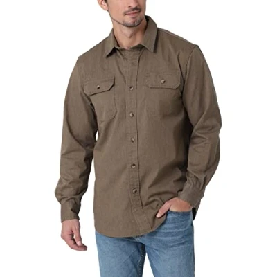 Immagine di Wrangler Authentics Camicia Classica a Maniche Lunghe Button Down, Teak Erica, M Uomo