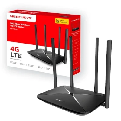 Immagine di Mercusys MB115 4G Router WiFi con Sim, 4 Antenne Ad Alto Guadagno, LTE Cat4 Wireless N300Mbps, 3 Porte LAN+1 Porta LAN/WAN, WAN Connection Backup, Parental/LED Control, SMS, Supporta APP, Plug&amp;Play