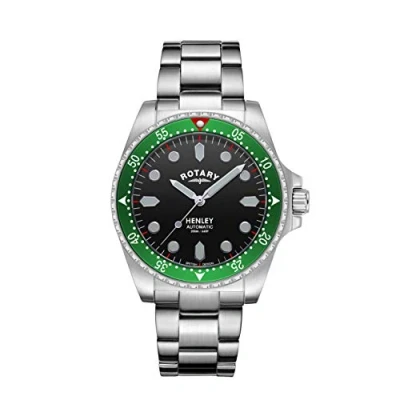 Immagine di Rotary Uomo henley automatico quadrante nero bracciale in acciaio inossidabile GB05136/71