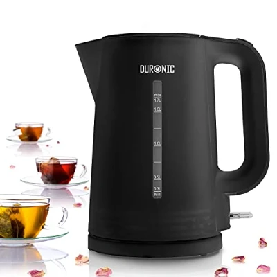 Immagine di Duronic EK17 BK Bollitore Acqua elettrico 2200W Capacità 1,7 L Spegnimento automatico Base rotazione 360 Filtro anticalcare Bolli nero Per Tè Tisane Caffè Compatto