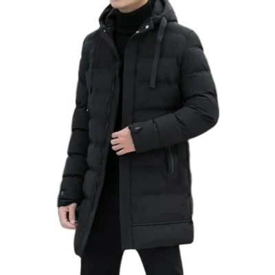 Immagine di Giacca Lunga da Uomo in Piumino Calda e Leggera Cappotto con Cappuccio Caldo Trapuntata Impermeabile Invernale Spessa Neve. (Nero,L)