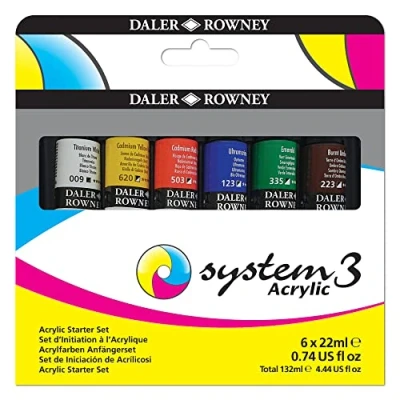 Immagine di Daler Rowney Set 6 tubi da 22ml colori acrilici System 3