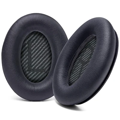 Immagine di WC Cuscinetti auricolari di ricambio aggiornati per le cuffie Bose QC35 e QC35ii (QuietComfort 35) Wicked Cushions Pelle più morbida, lussuosa memory foam, extra spessa resistente nero