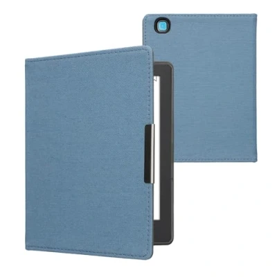 Immagine di kwmobile Custodia Compatibile con Kobo Aura H2O Edition 2 Cover Jeans Denim Chiusura Magnetica eReader Flip Case Blu