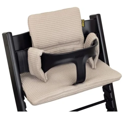 Immagine di UKJE cuscino compatibile con Stokke Tripp Trapp Morbido per sedile neonati, bambini e piccoli, Accessori seggiolone, Inserto in tessuto di cotone (Cialda Taupe)