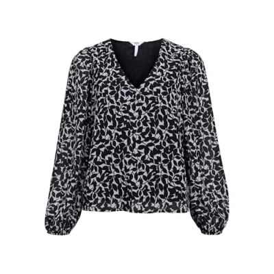 Immagine di Object Objmila Re L/S V Neck Top Noos Camicia da Donna, Sandshell/AOP: Black Leaves, 50