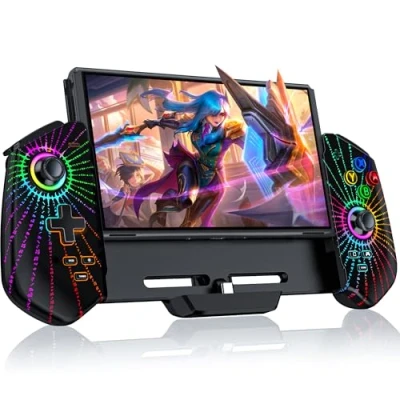 Immagine di Controller per Nintendo Switch, Switch Modalità portatile con stick effetto Hall/Turbo/Supporto da tavolo/Giroscopio a 6 assi Switch/OLED(Runa)