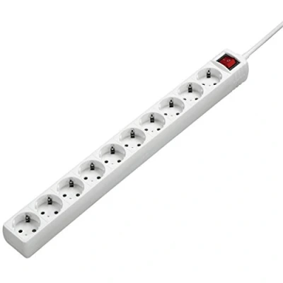 Immagine di Hama Ciabatta elettrica a 10 prese con interruttore (3 m di lunghezza, max. 3500 W), presa multipla XXL, colore: bianco