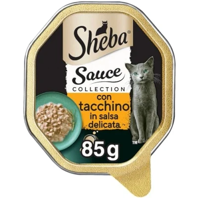 Immagine di Sheba Sauce Collection in Salsa, Cibo per Gatto con Tacchino Salsa Delicata, 85 g 22 Vaschette