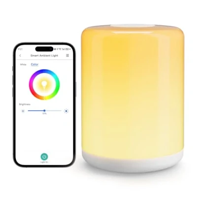 Immagine di Meross Lampada da Comodino WiFi, Luce Notturna Bambini, Abat Jour Smart RGBWW, Dimmerabile, Compatibile con Apple HomeKit, Alexa e Google Home, Controllo Vocale, Cavo USB
