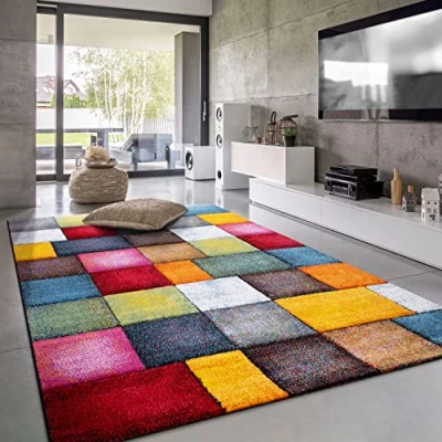 Immagine di Paco Home Tappeto Salotto Moderno Pelo Corto Motivo Geometrico 3D, Dimensione:80x150 cm, Colore:Multicolore