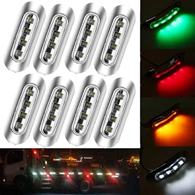 Immagine di Etomvoop 8 luci di posizione laterali a LED, impermeabili, 4 per auto, posteriori, laterali, camion, rimorchi, camper, barche, 12 V 24 V, colore bianco